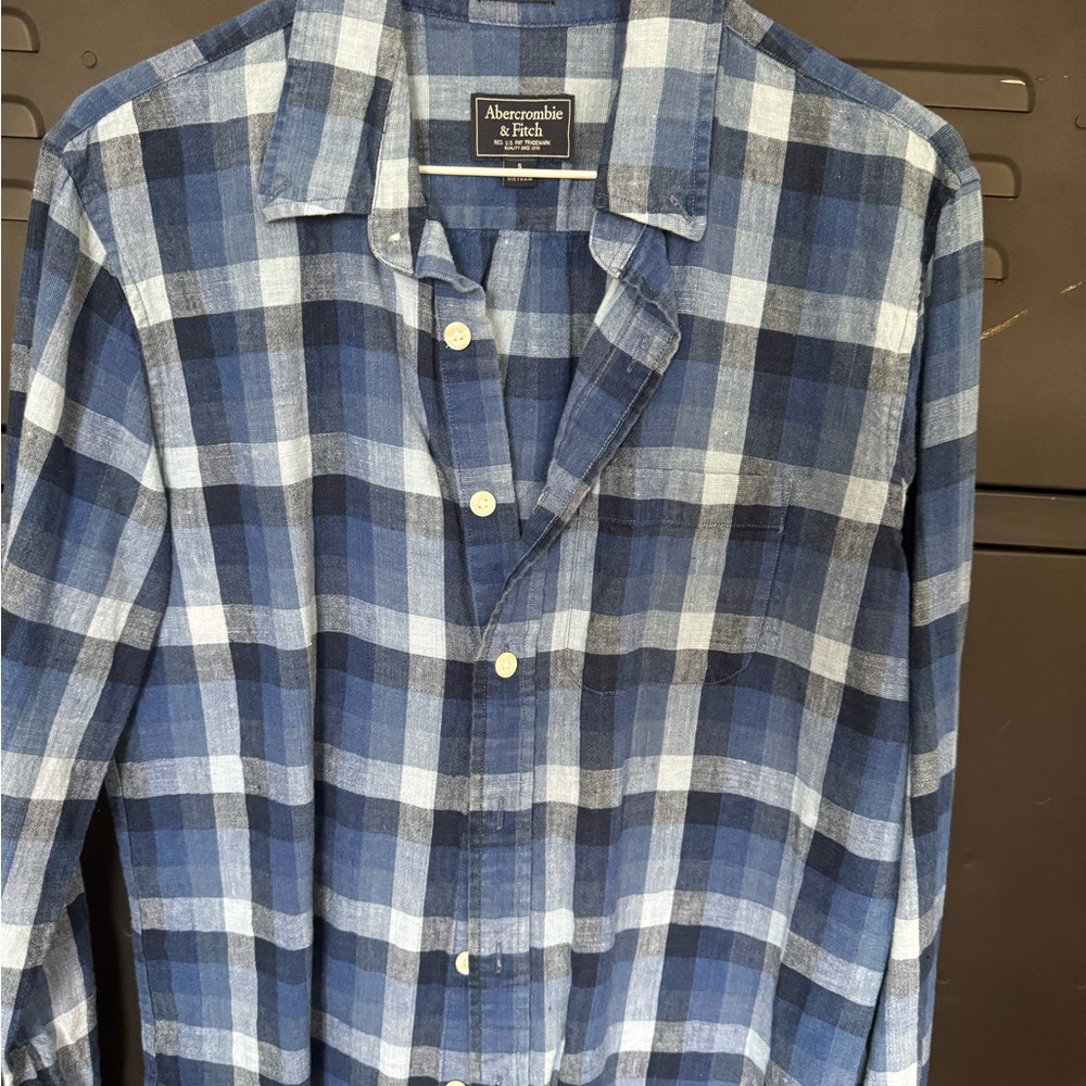 Abercrombie & Fitch Navy and White Checkered Shirt